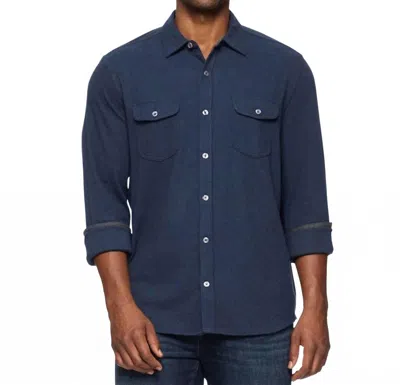 Flags & Anthem Madeflex Stretch Knit Flannel Shirt In Navy In Blue