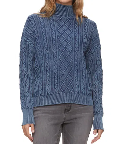 Flags & Anthem Mayfield Overdyed Cable Knit Sweater In Denim Blue In Multi