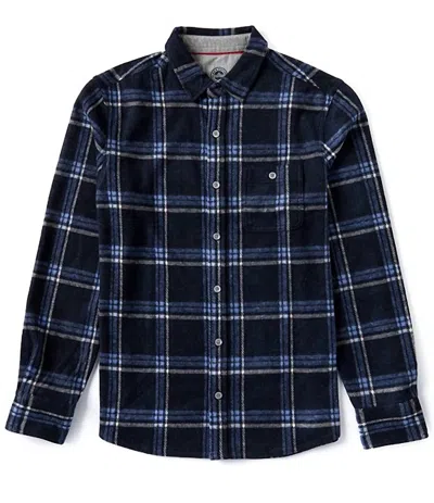 Flags & Anthem Men's Plaid Stretch Long Sleeve Shirt In Navy Combo