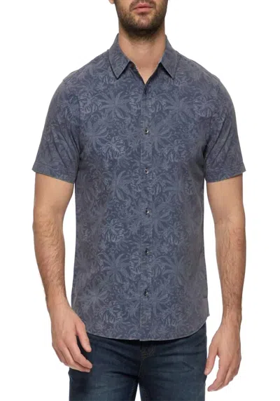 Flags & Anthem Menlo Vintage Washed Shirt In Jungle Print In Blue