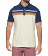 Flags & Anthem Millville Chest Blocked Slub Polo In Antique White/navy In Multi