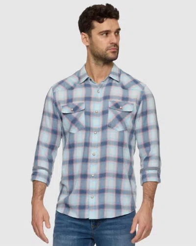 Flags & Anthem Muncie Long Sleeve Vintage Wash Western Shirt In Navy Mauve Blue In Multi
