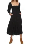Flags & Anthem Nora Smocked Midi Dress In Black In Black