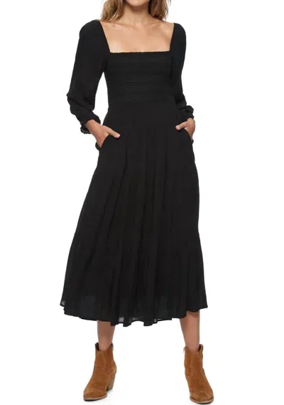 Flags & Anthem Nora Smocked Midi Dress In Black
