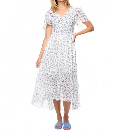 Flags & Anthem Oaklyn Twist Front Dress In Blue Floral Print In Multi