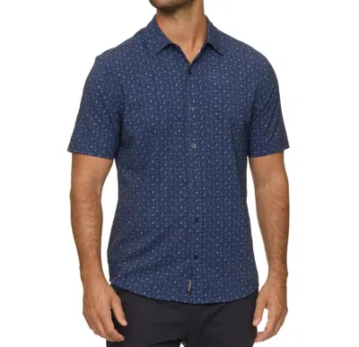 Flags & Anthem Oakwood Short Sleeve Floral Print Seersucker Performance Shirt In Navy Combo In Blue