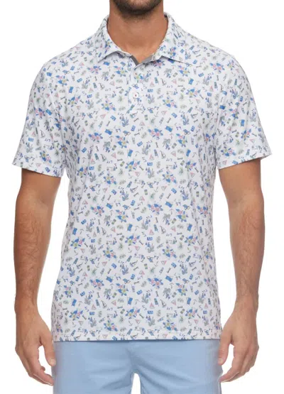 Flags & Anthem Opelika Beach Print Performance Polo In White Combo In Multi