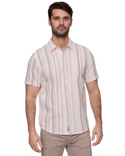 Flags & Anthem Orleans Sleeve Short Stripe Textured Shirt In Cream Multi In Neutral