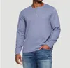 Flags & Anthem Owen Soft Waffle Henley Long Sleeve Top In Blue