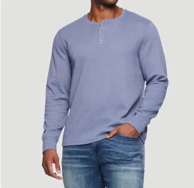 Flags & Anthem Owen Soft Waffle Henley Long Sleeve Top In Blue