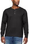 Flags & Anthem Owen Soft Waffle Henley Long Sleeve Top In Charcoal