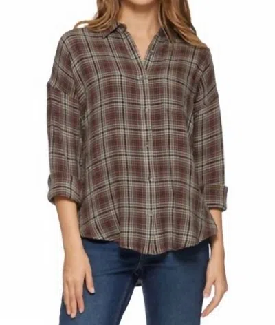 Flags & Anthem Paden Boyfriend Woven Shirt In Brown Multi