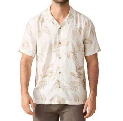 Flags & Anthem Parsons Leaf Print Camp Collar Shirt In White/tan In Multi