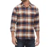 Flags & Anthem Peters Long Sleeve Flannel Shirt In Navy/brown/rust In Multi