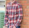 Flags & Anthem Plaid Cuff Long Sleeve Top In Red/navy