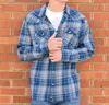 Flags & Anthem Plaid Double Pocket Button Down In Blue