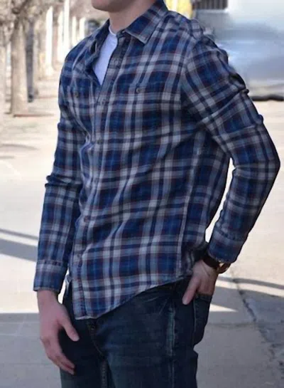 Flags & Anthem Plaid Long Sleeve Button Up Shirt In Indigo In Blue