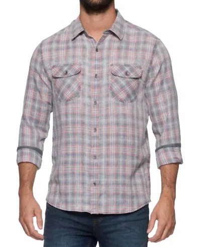 Flags & Anthem Pomona Vintage Soft Western Shirt In Charcoal/red/blue In Multi