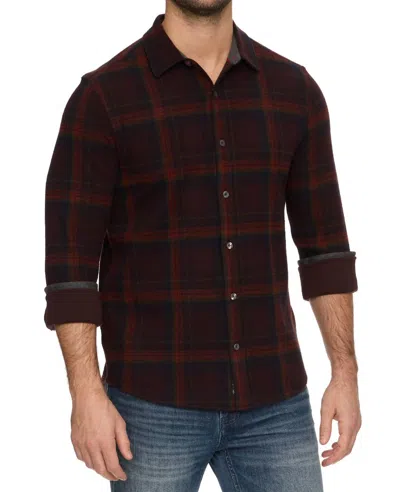 Flags & Anthem Porter Hero Knit Flannel Top In Brown Navy Rust In Multi