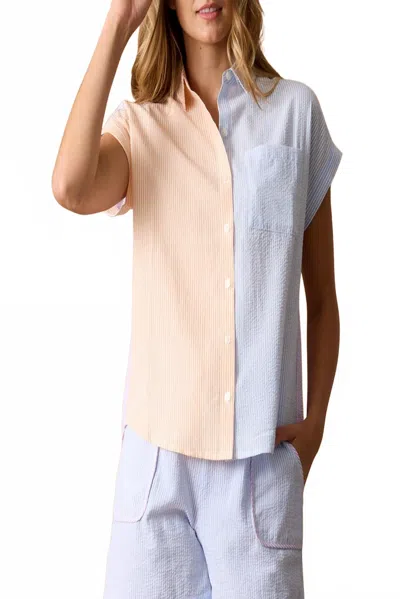 Flags & Anthem Ramona Seersucker Dolman Shirt In Multi Stripe In White