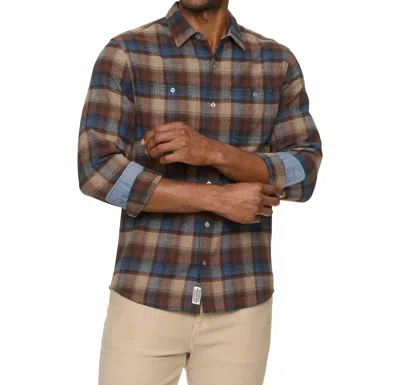 Flags & Anthem Ritter Flannel Shirt In Brown/blue/tan