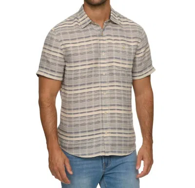 Flags & Anthem Rockledge Short Sleeve Stripe Shirt In Navy/cream In Multi