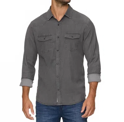Flags & Anthem Sacramento Long Sleeve Chambray Stretch Shirt In Grey In Gray