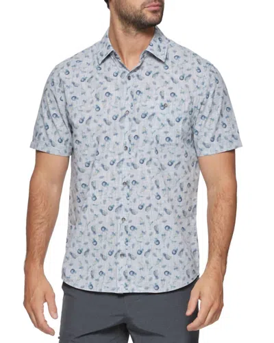 Flags & Anthem Saxton Short Sleeve Coconut Print Space Dye Shirt In White Multi In Blue