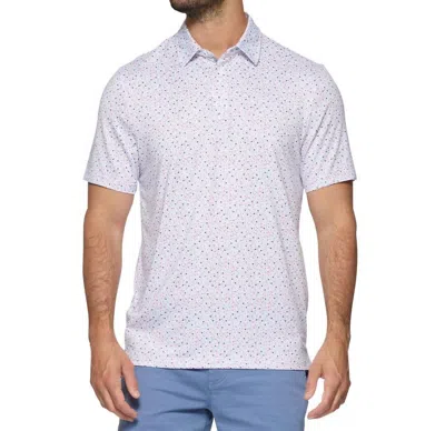 Flags & Anthem Scofield Short Sleeve Americana Martini Print Performance Polo In White Combo