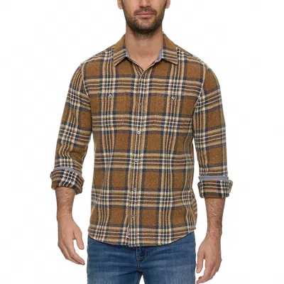 Flags & Anthem Seabrook Clay Flannel Shirt In Brown/navy/cream In Multi