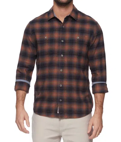 Flags & Anthem Sharkey Vintage Wash Shirt In Rust / Navy / Black