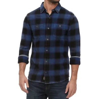 Flags & Anthem Shaw Long Sleeve Vintage Flannel Shirt In Navy/black In Blue