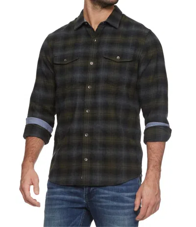 Flags & Anthem Shelton Flannel Shirt In Olive/black/charcoal In Multi