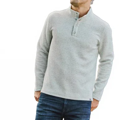 Flags & Anthem Silverton Quilted Snap Mock Neck Sweater In Light Grey Heather In Multi