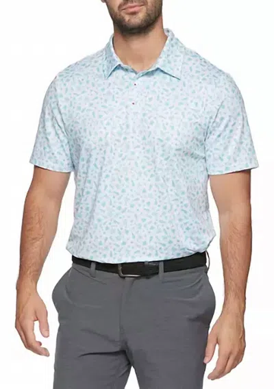 Flags & Anthem Sunnyvale Island Print Polo Shirt In Mint In Blue