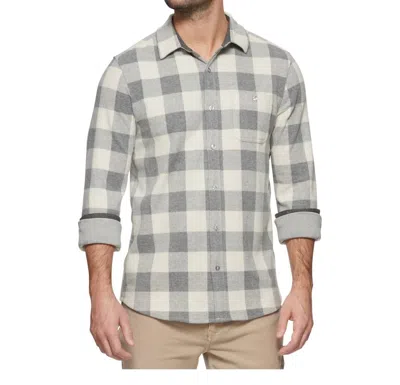 Flags & Anthem Thatcher Hero Knit Flannel Shirt In Cream/grey In Gray