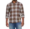 Flags & Anthem Trimble Stretch Knit Shirt In Brown / Tan / Cream