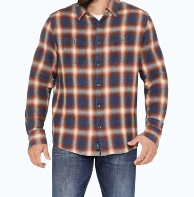 Flags & Anthem Vintage Washed Flannel Long Sleeve Shirt In Navy/rust In Multi