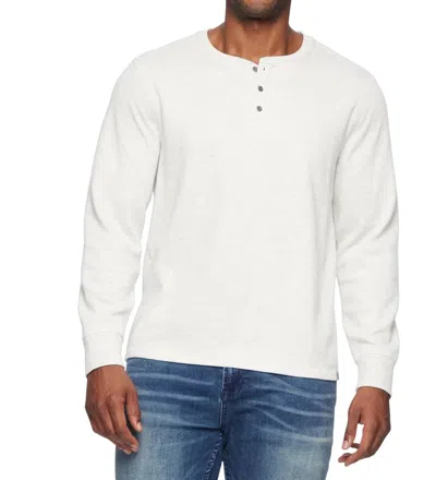 Flags & Anthem Waffle Henley Long Sleeve Tee In Oatmeal In White