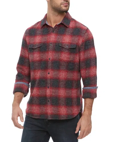 Flags & Anthem Wheatland Double Pocket Stretch Flannel Shirt In Red/charcoal In Multi