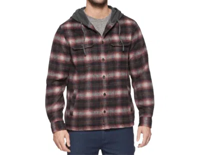 Flags & Anthem Whitehall Hooded Shirt Jacket In Navy/red In Multi