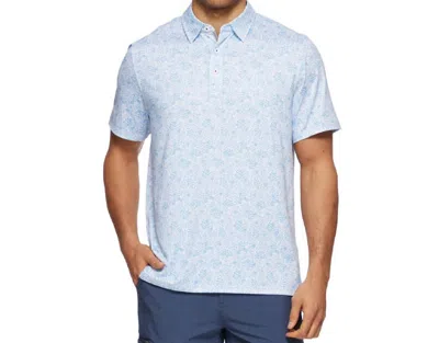 Flags & Anthem Willoughby Short Sleeve Leaf Print Performance Polo Shirt In White Combo In Blue