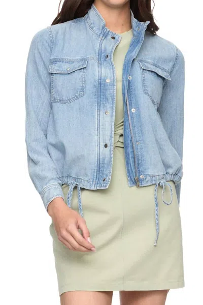 Flags & Anthem Wilma Utility Cropped Jacket In Light Wash In Blue