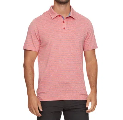 Flags & Anthem Wilmington Striped Performance Polo Shirt In Coral Heather In Multi