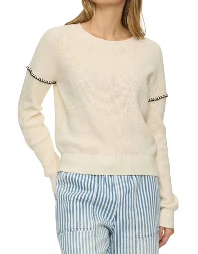 Flags & Anthem Women's Sutton Whip Stitch Crew Neck Top In Cream In Neutral