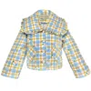 Flainer Women's Blue Daisy Field Fluffy Jacket In Blue