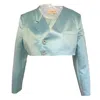 Flainer Women's Blueberry Heart Stone Satin Blazer Blue In Blue