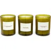 Flamingo Estate Mini Three Brothers Candle Set In Green