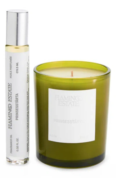 Flamingo Estate Prinsesstårta Candle & Fragrance Oil Gift Set In Green