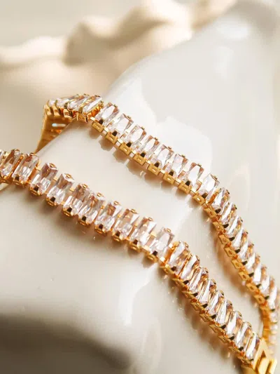 Flanerie By Maiq Women's Rhodes 18k Non-tarnish Glam Cubic Zirconia Bracelet In Yellow Gold
